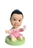 Baby Girl With Rattle Bobblehead - Bobbleheads.com