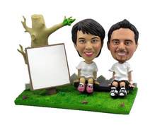Artistic Couple On Park Bench Bobblehead