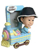Baby Boy With Choochoo Frame Bobblehead - Bobbleheads.com