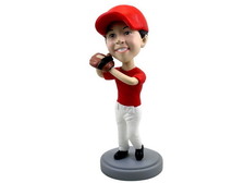 Child Baseball Player Wearing Glove Bobblehead - Bobbleheads.com