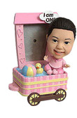 Baby Girl With Wagon Frame Bobblehead - Bobbleheads.com